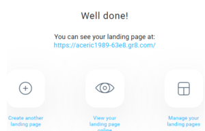 You have successfully created your landing page